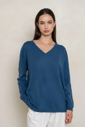 85 % SEIDE, 15 % KASCHMIR OVERSIZE-PULLOVER MIT V-AUSSCHNITT