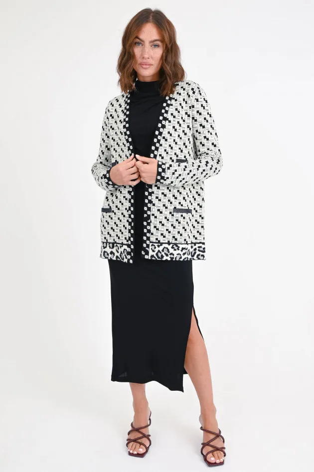 Cardigan KORBIN Schwarz/Weiß gemustert