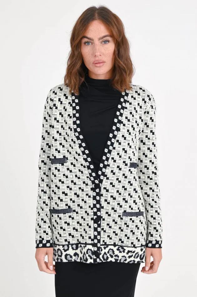 Cardigan KORBIN Schwarz/Weiß gemustert