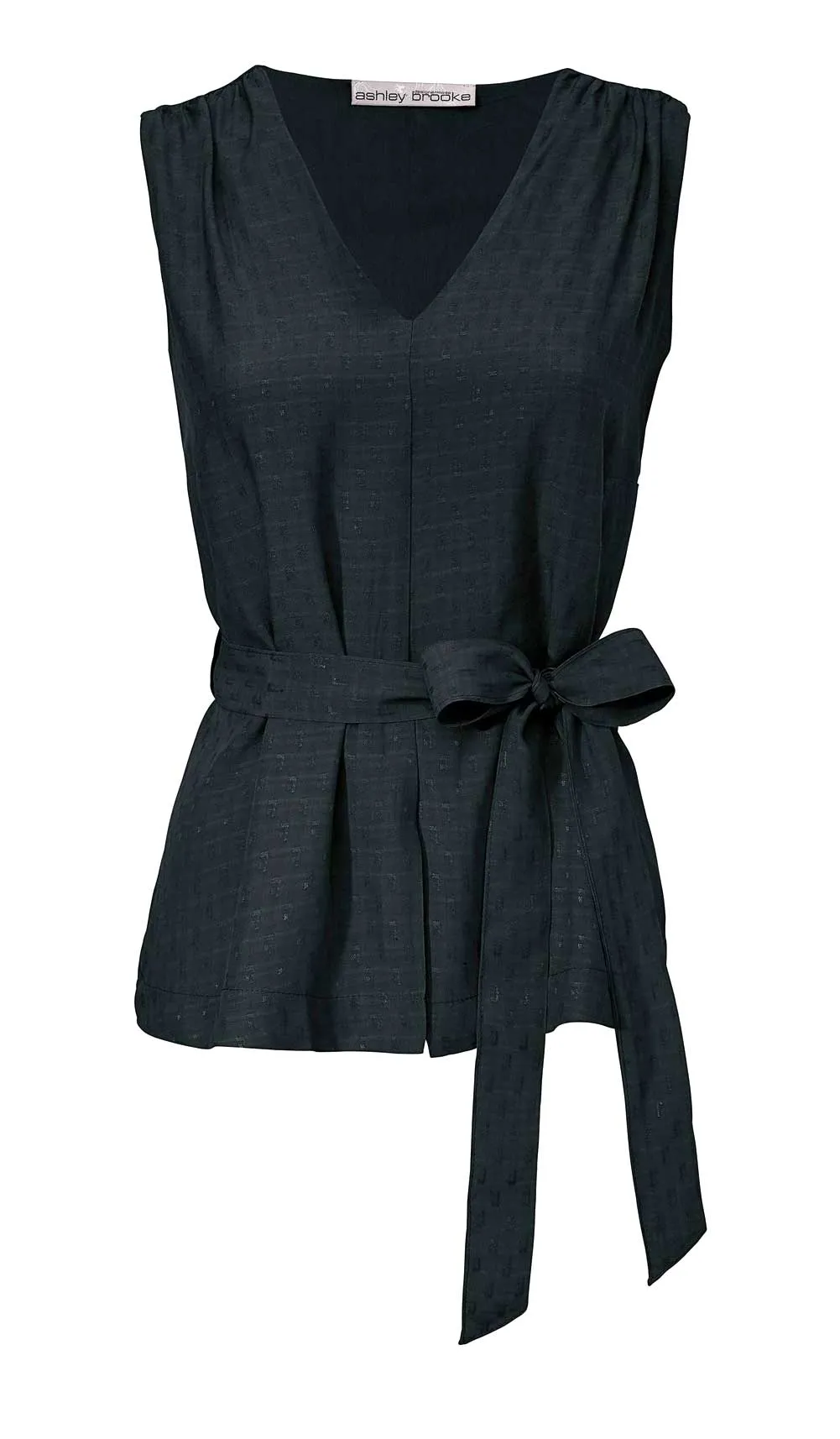 Damen Top Oberteil 36 Bluse Blusentop V-Ausschnitt schwarz  ärmellos Schleife
