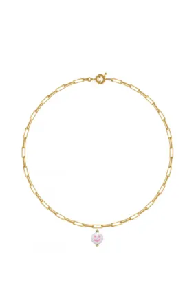 HAPPY FACE CHAIN Halskette in Gold/Rosa