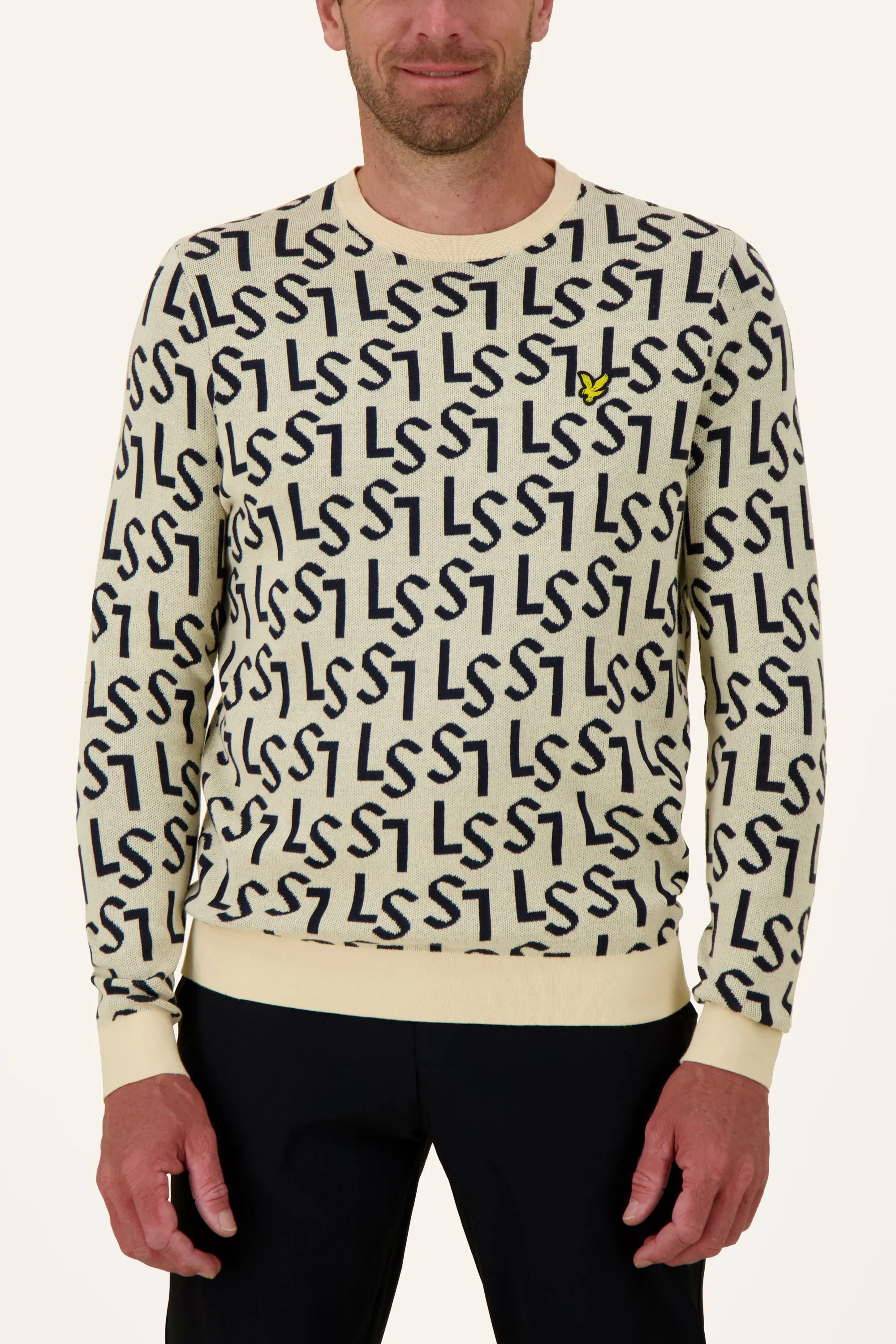 Lyle &amp; Scott Monogram Knitted Crew Neck (Grösse: M, Farbe: beige) - online kaufen