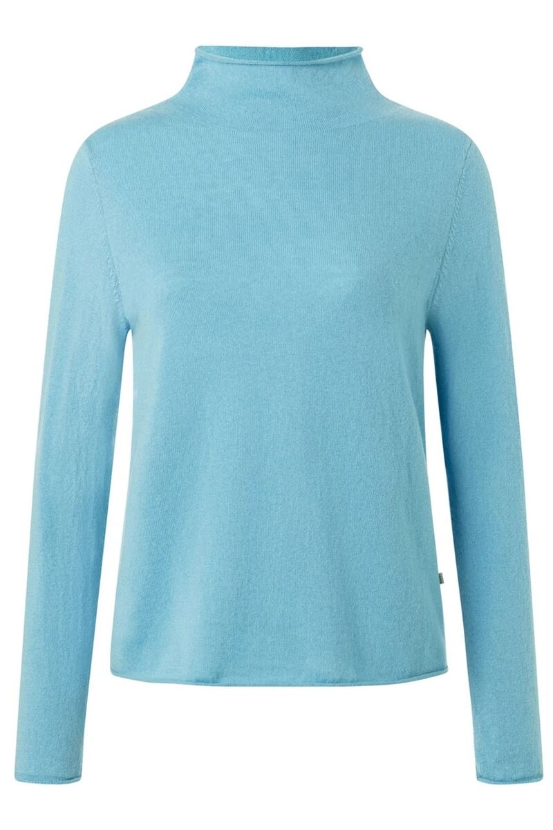 MAERZ Stehbund-Pullover hellblau aus hochwertiger Merinowolle