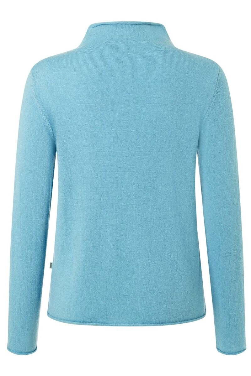 MAERZ Stehbund-Pullover hellblau aus hochwertiger Merinowolle