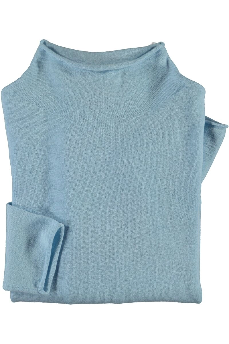 MAERZ Stehbund-Pullover hellblau aus hochwertiger Merinowolle