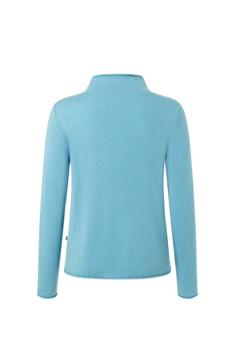 MAERZ Stehbund-Pullover hellblau aus hochwertiger Merinowolle