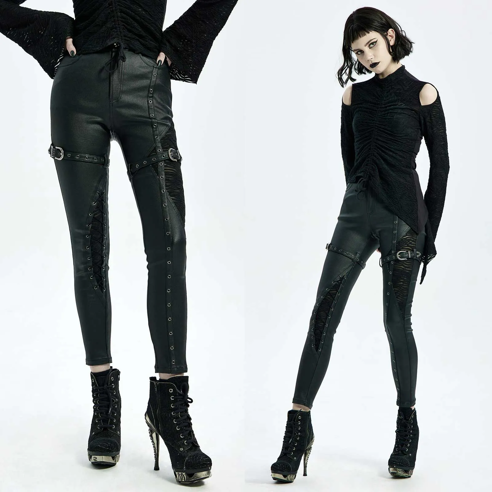 PUNK RAVE Leatherstrap Pants
